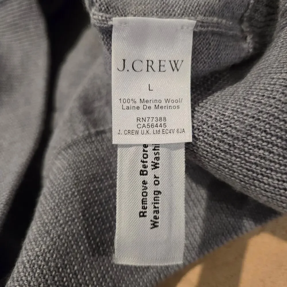 J. Crew Merino wool 1/4 zip mens sz L sweater light gray